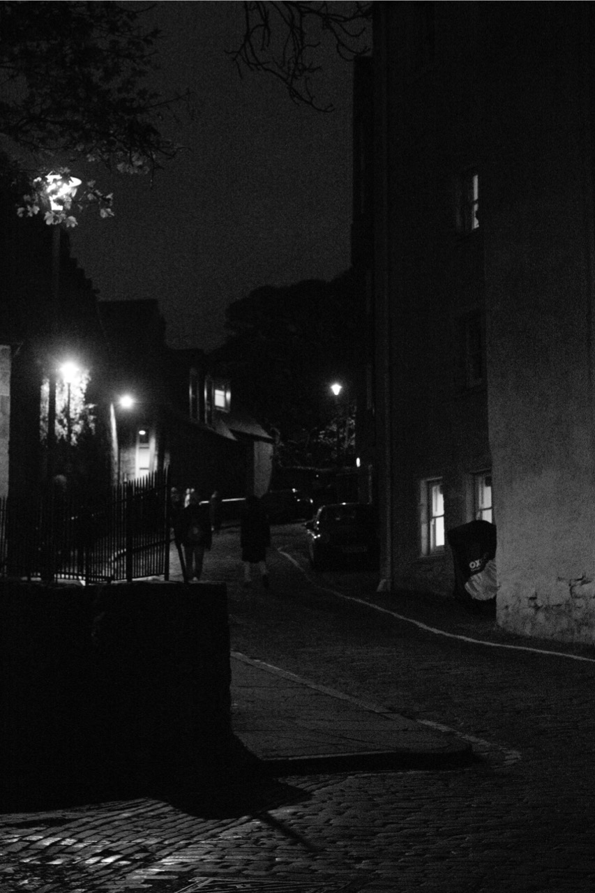 Dean Village street at night