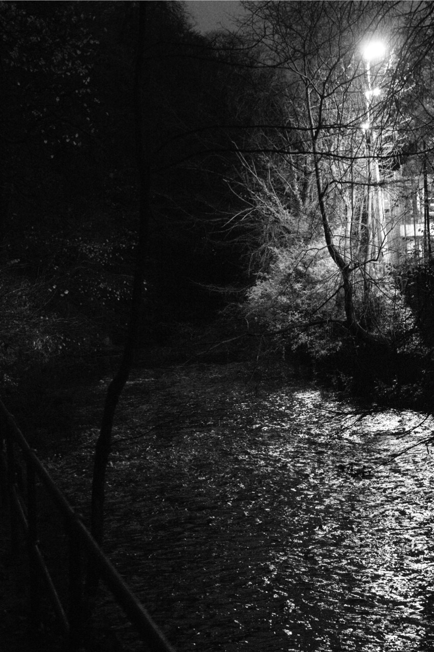 Floodlights on the Water of Leith